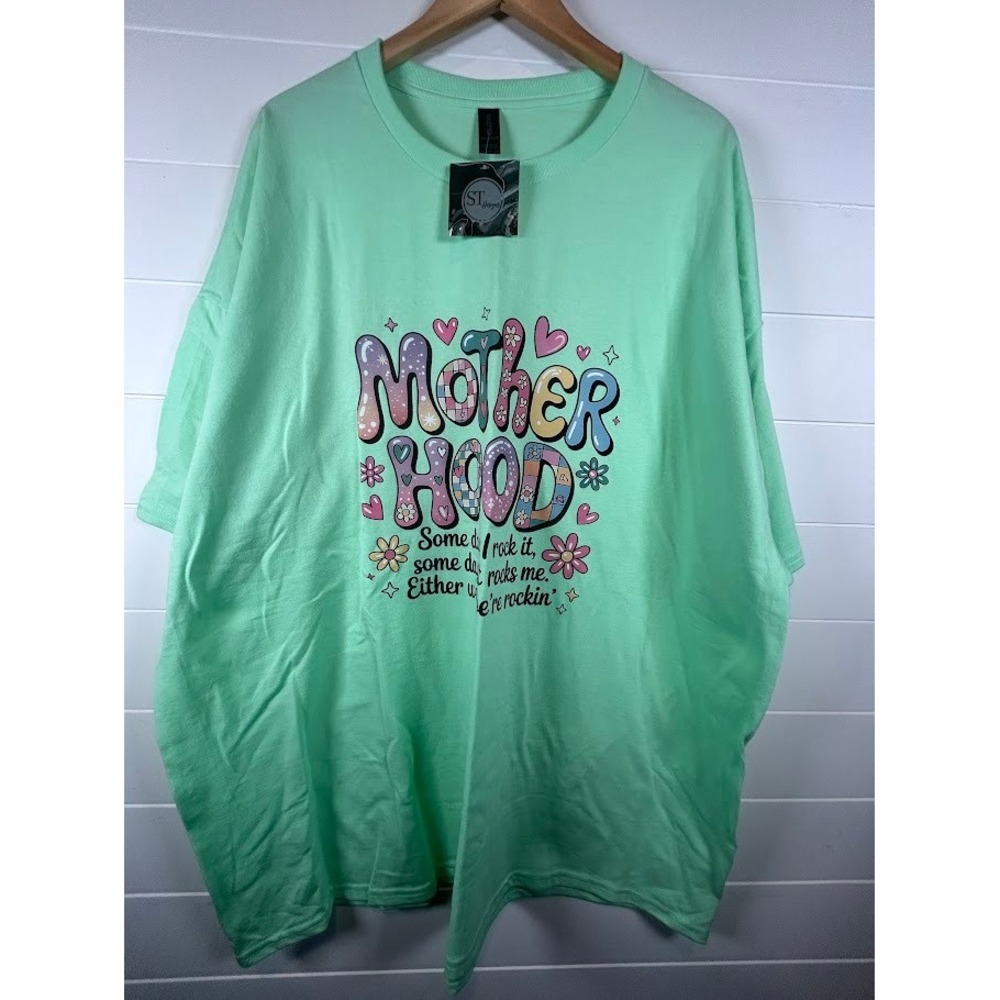 Motherhood Graphic T Shirt Gildan‎ Top Green Plus Size 4XL NWT